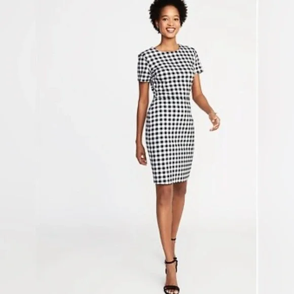 Old Navy Gingham Ponte-Knit Sheath Dress for Women